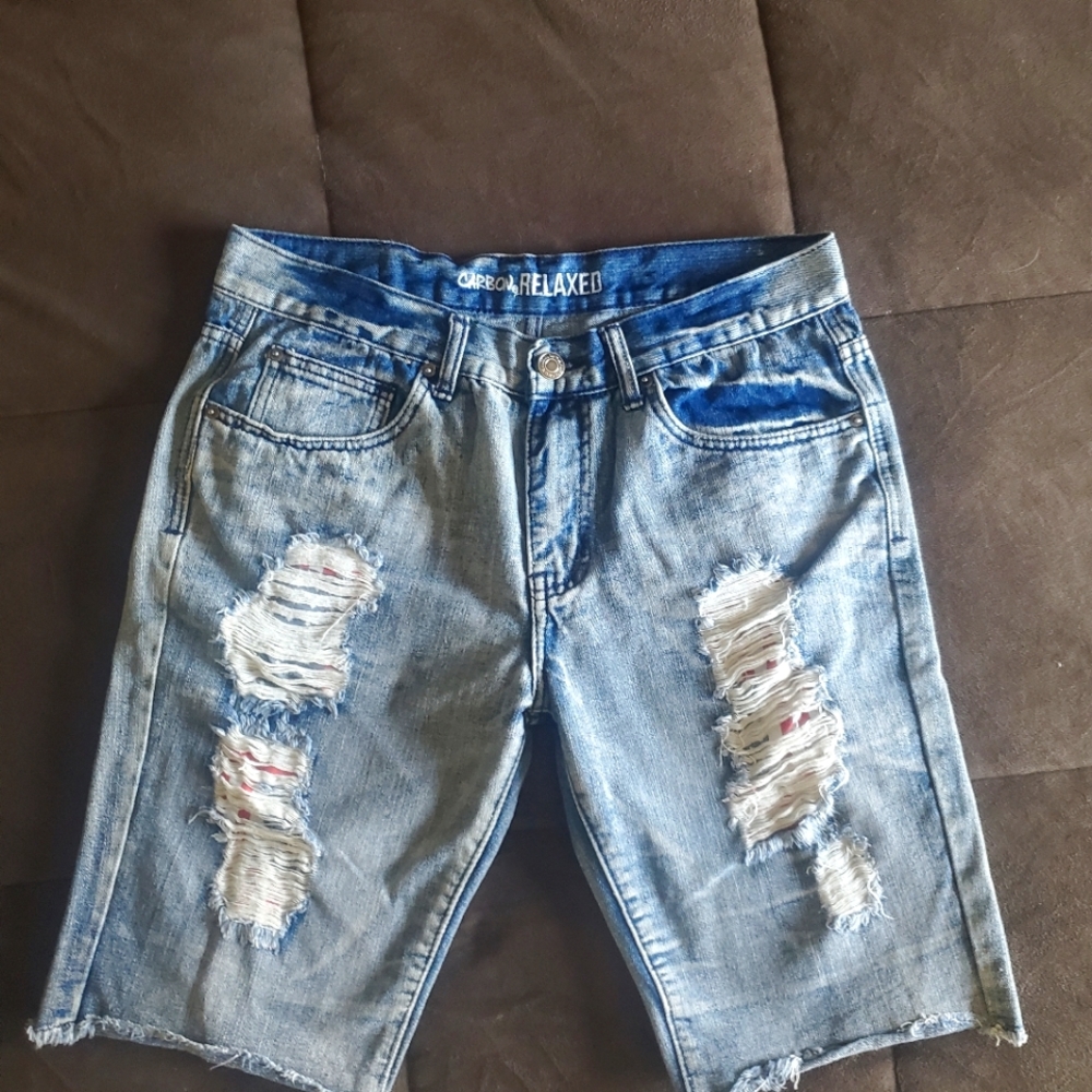 Carbon Relaxed Distressed Denim Shorts Men's Size